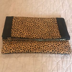 Sole society leopard/ leather clutch